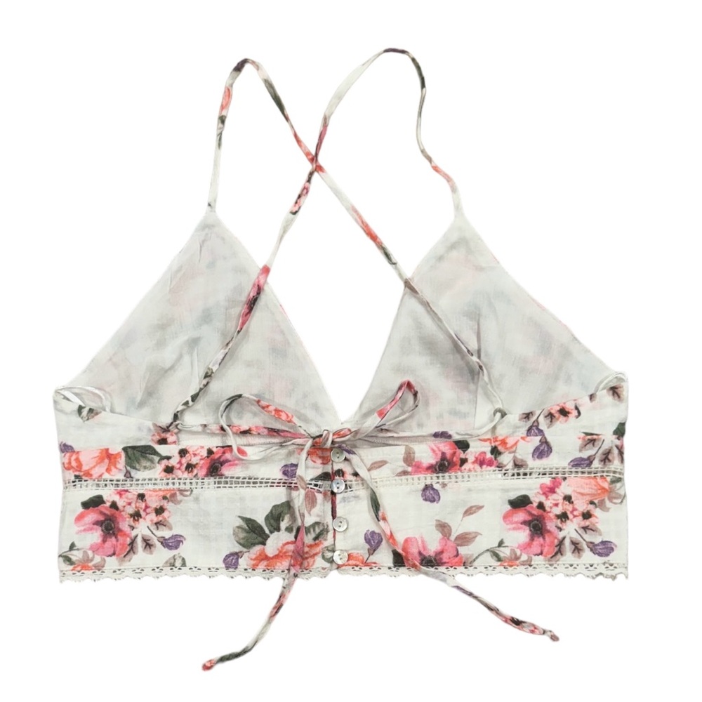 ZARA Spaghetti Strap Crop Top Floral Boho Delicate Pretty Romantic NWT Medium - Picture 2 of 5